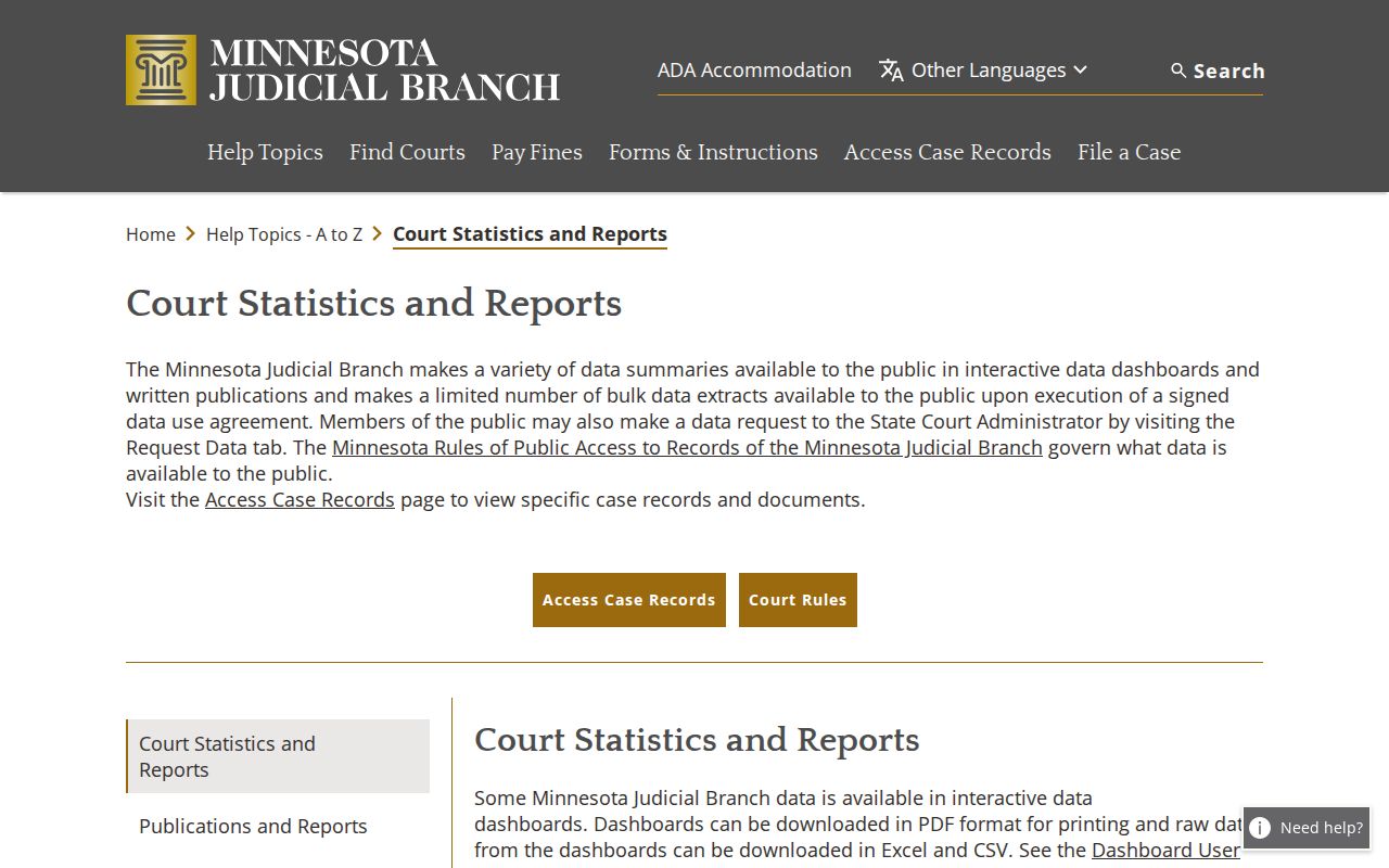 Roseau County court docket context from Minnesota court statistics