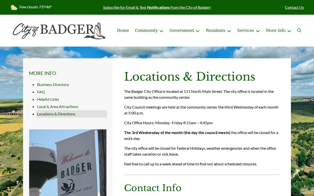 Badger court docket municipal office source for city information and notices