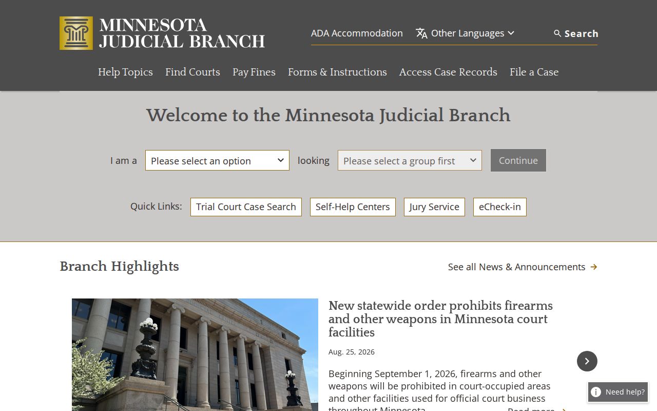 Roseau County civil docket Minnesota Judicial Branch reference