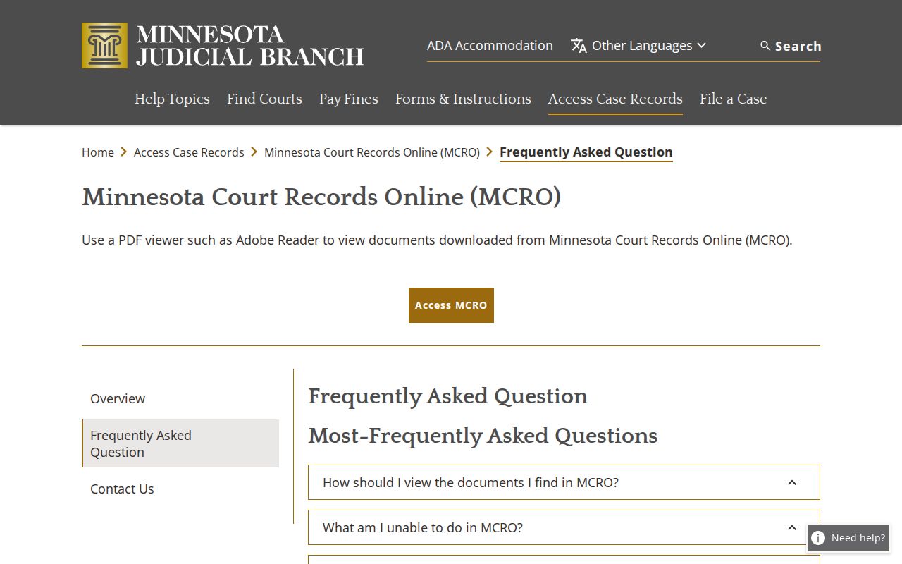 Roseau County court records MCRO access information