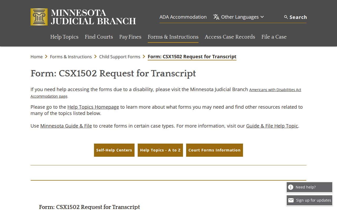 Roseau County court records transcript request form